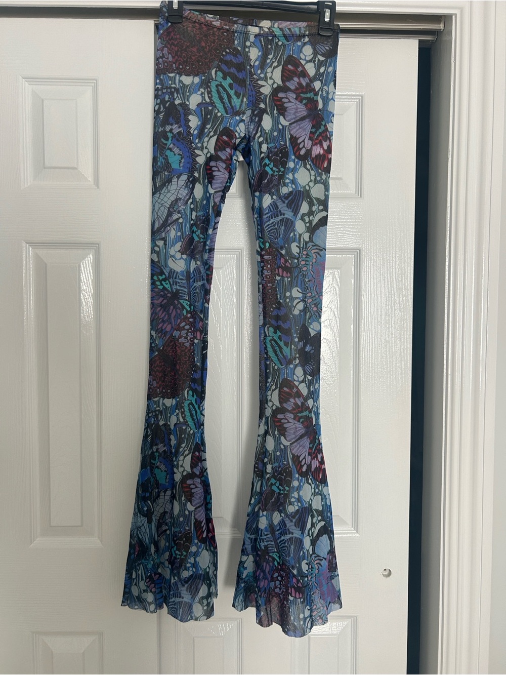 Jean Paul Gaultier Blue Purple Butterfly Mesh pants